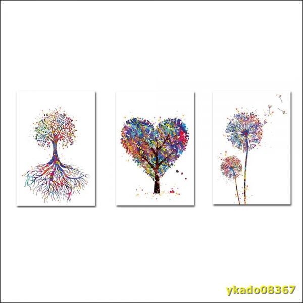 P2375: canvas picture wall. art Northern Europe watercolor plant tree Heart flower poster Picture Home decoration living room frame none 