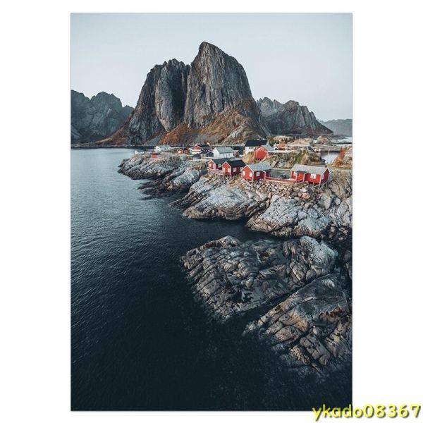 P1656: Northern Europe style. scenery poster print mountain sea canvas picture . wall art equipment ornament image living room 