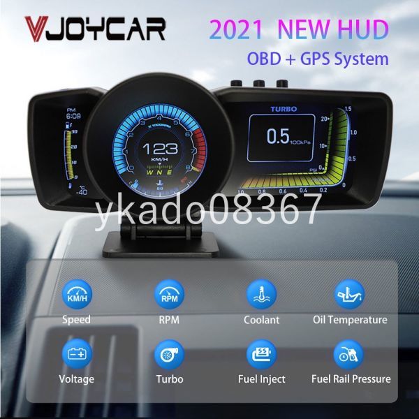 YE005:2.0カー HUD 多機能 ダッシュボード ヘッドアップ ディスプレイ OBD2 + GPS スマート スピードメータ_画像1