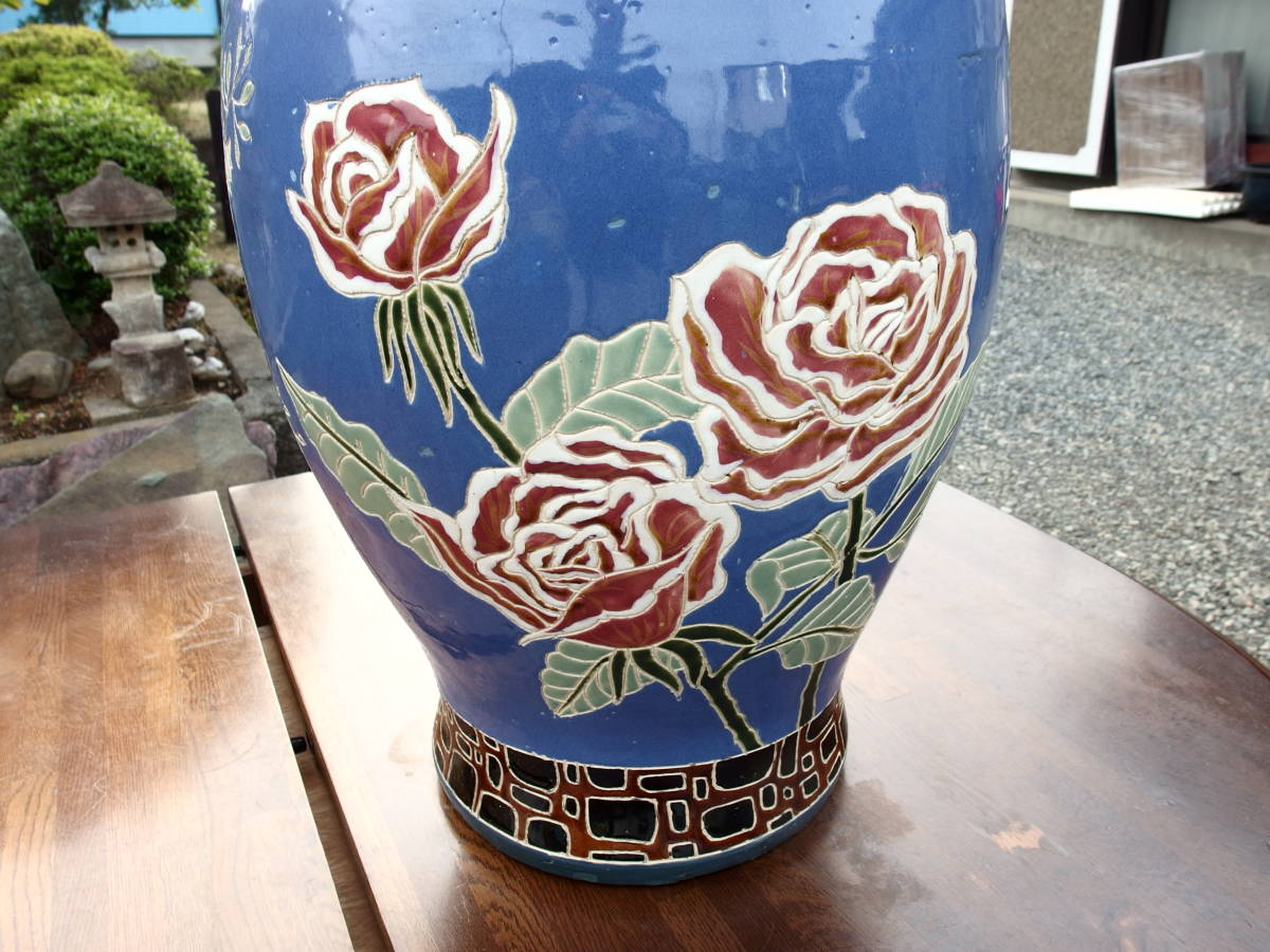 [1A15 O] used extra-large flower vase height 76cm extra-large vase . map pattern old fine art 