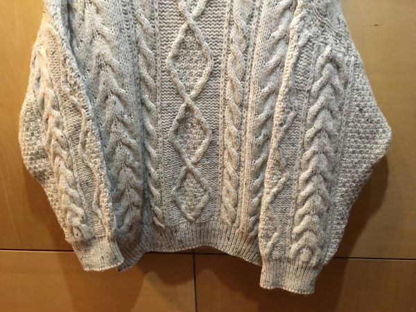UK製 Limited Edition Knitwear ケーブルニット 長袖 ウール ニット セーター フィッシャーマン クルーネック メンズ_画像3