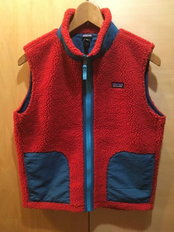 最旬ダウン キッズ パタゴニア レトロ 赤 14 XL フリースベスト 子ども