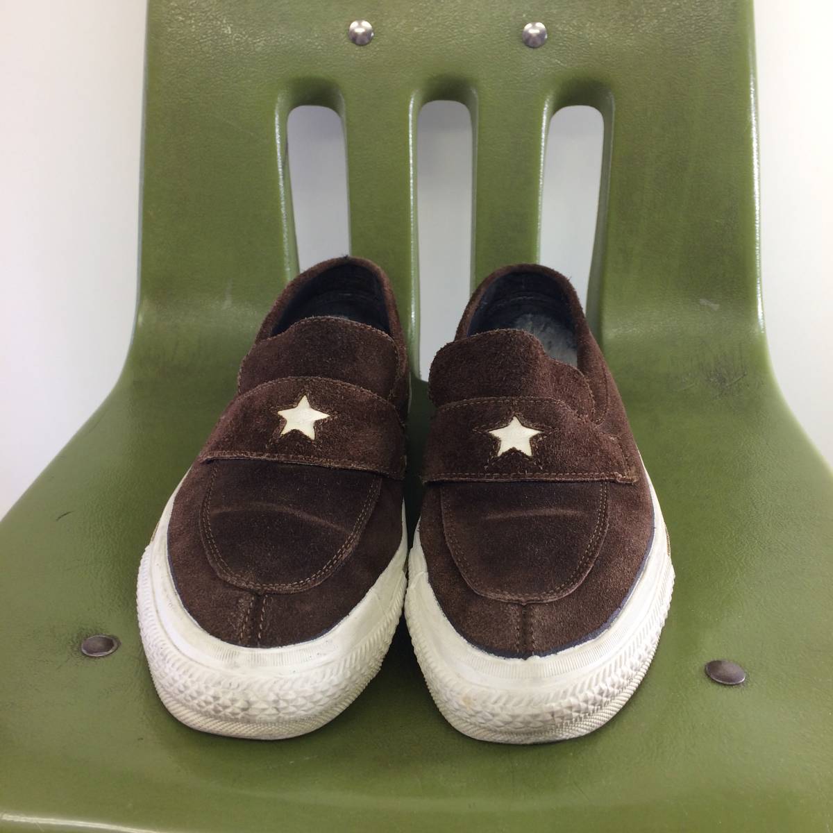 90s USA made Converse one Star Loafer slip-on shoes suede Brown US4.5 23.5cm