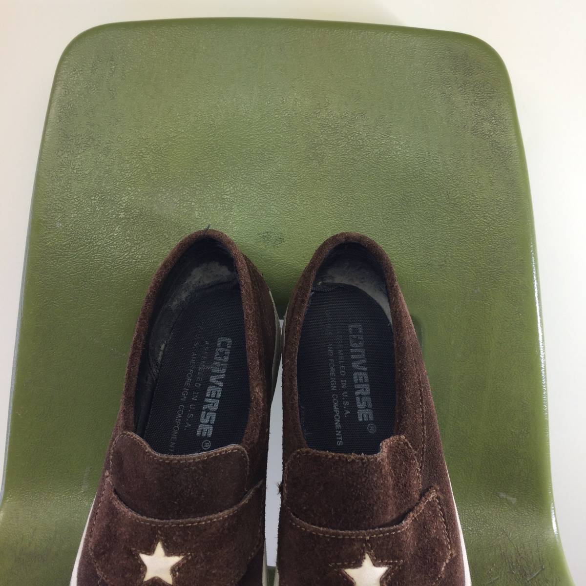 90s USA made Converse one Star Loafer slip-on shoes suede Brown US4.5 23.5cm