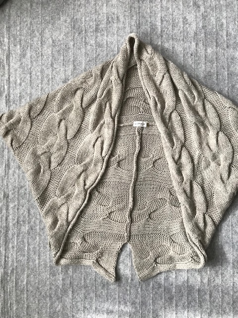 新品 グレー 変形 羽織 フリーサイズ アラン模様 ケーブル 羽織物 FISHERMAN BOLERO SWEATER フィッシャーマン ボレロ ニット セーター