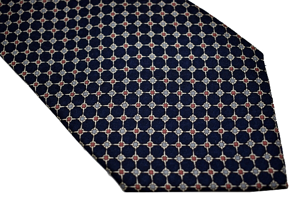 N-2098★送料無料★超美品★MAGIC EYE マジック アイ JUN NECK TIE★ネイビー紺色 総柄 シルクネクタイ_画像3