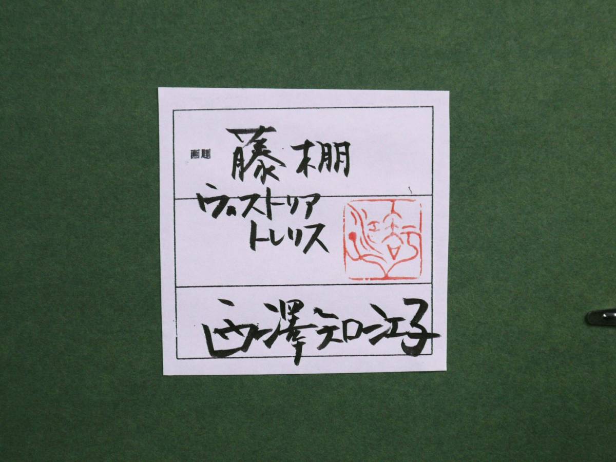 西澤知江子 『 ウィステリア トレリス 』 P6号 キャンバスに岩絵具 日本画 肉筆 真作 額装 ◇ 美品 管23100_画像6