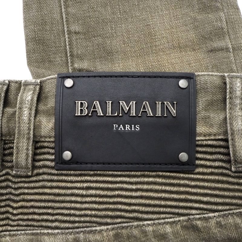 J01121 新品 18AW BALMAIN HOMME/バルマン オム 日本製 バイカーデニム パンツ 27 W8H9015T480 定価222000円＋税 _画像4