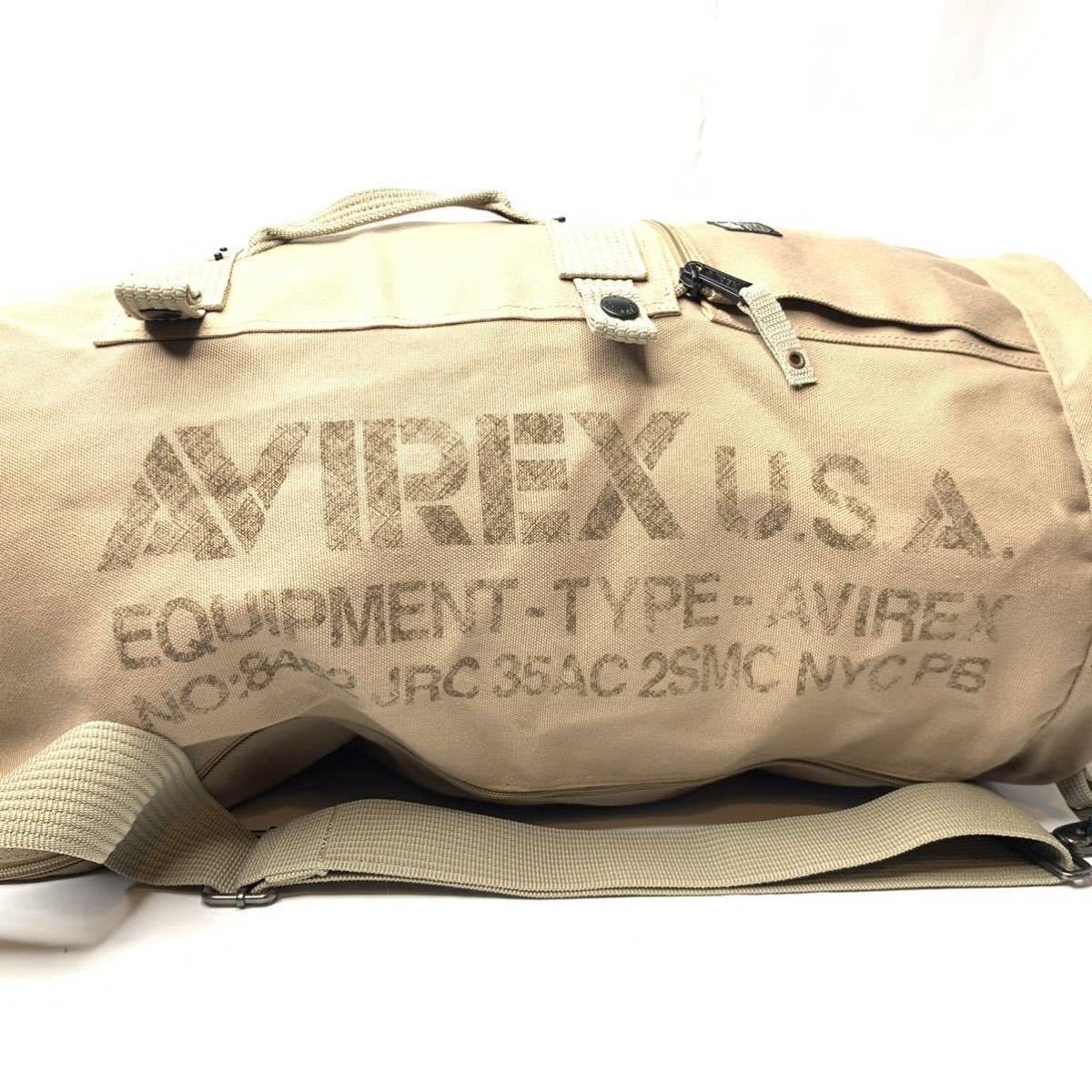 即決★AVIREX★ボストンバッグ アヴィレックス ボクサーバッグ ベージュ 大容量 ショルダー ミリタリー バッグ