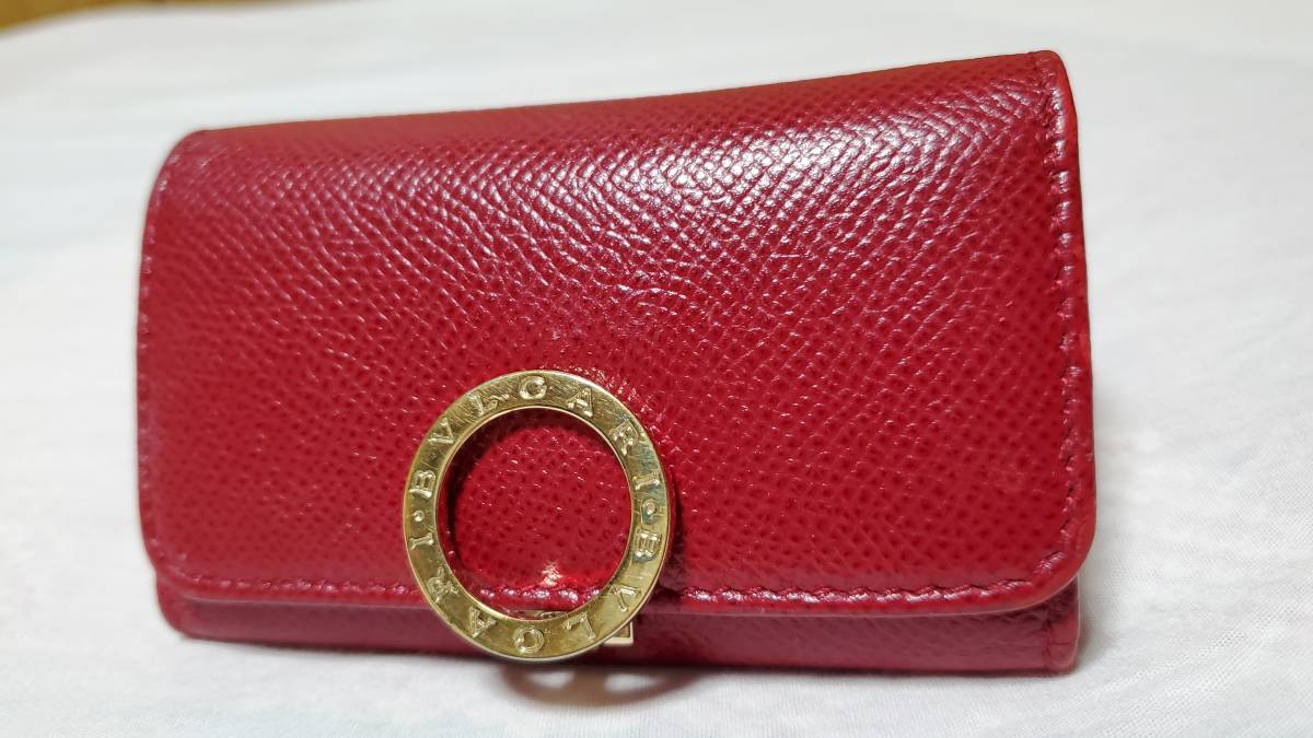正規良 ブルガリBVLGARI B-zeroアイコンロゴクリップ 6連キーケース赤