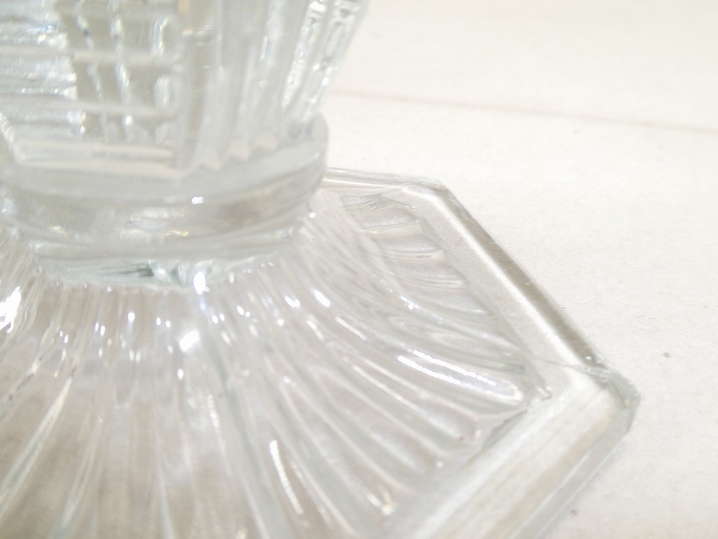 ●レトロ プレスガラス 花瓶 フラワーベース 花入れ ガラス器 気泡有り●アンティーク_画像9