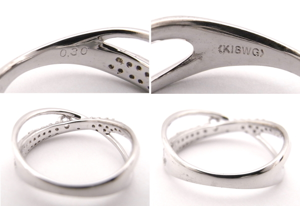 指輪　K18　WG　ホワイトゴールド　ノーブランド　リング　ダイヤモンド0.30ct　【中古】【程度A】【美品】_画像3
