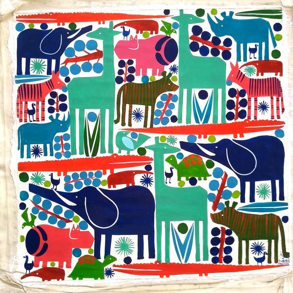 アフリカの絵画 ティンガティンガ Animal SALE 64%OFF puzzle 4 45cm 【楽天ランキング1位】 Zuberi 45 Medium- by