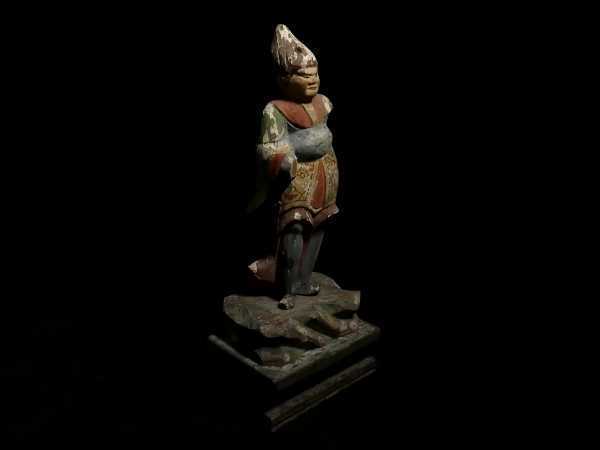 a0424 古い木彫 彩色 細密彫刻 十二神将 珊底羅大将立像 検:珊底羅大将