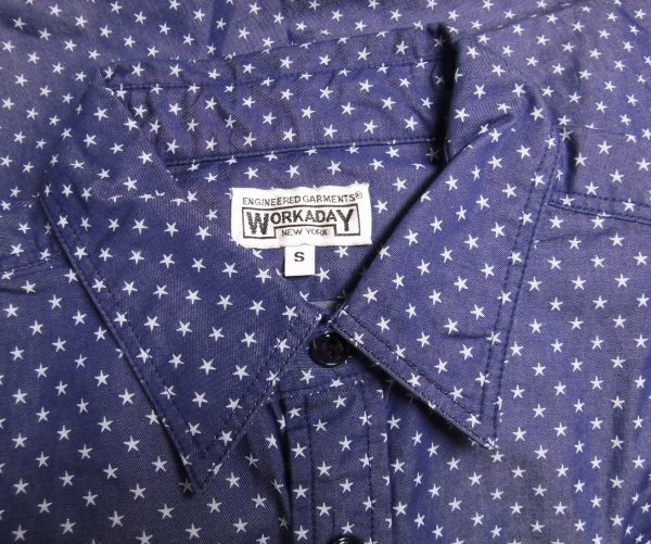 18SS Engineered Garments engineered garments WORKADAY Utility Shirt Star Denim рубашка work shirt S Star рисунок Denim 