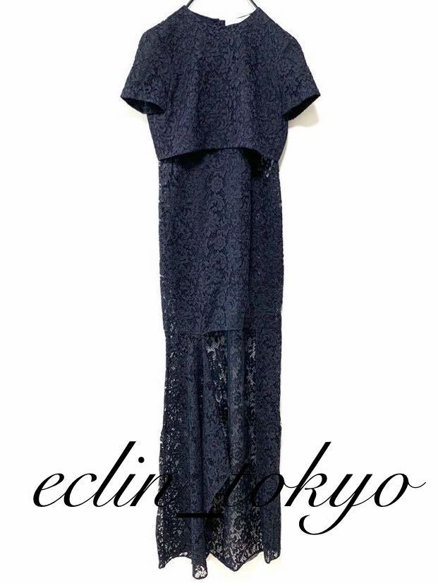 【E1409】Christian Dior ディオール《豪華！レース刺繍！2点SET！》最高傑作 アンサンブル ワンピース & ボレロ【超美色！ネイビー色！】_画像6