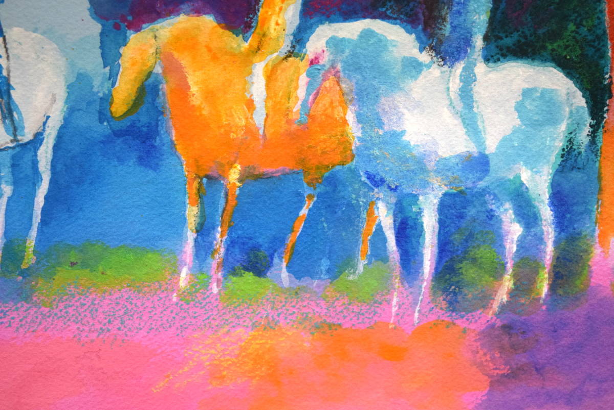 【真作保証】ポール・ギヤマン「木陰の乗馬」/グワッシュ/フランスを代表する色彩の魔術師_画像4