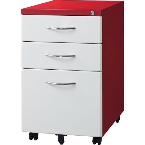 ニトリ 三段鍵つき デスクワゴン シュラー RED/WH(レッド ニトリ 三段鍵つき デスクワゴン シュラー RED/WH(レッド