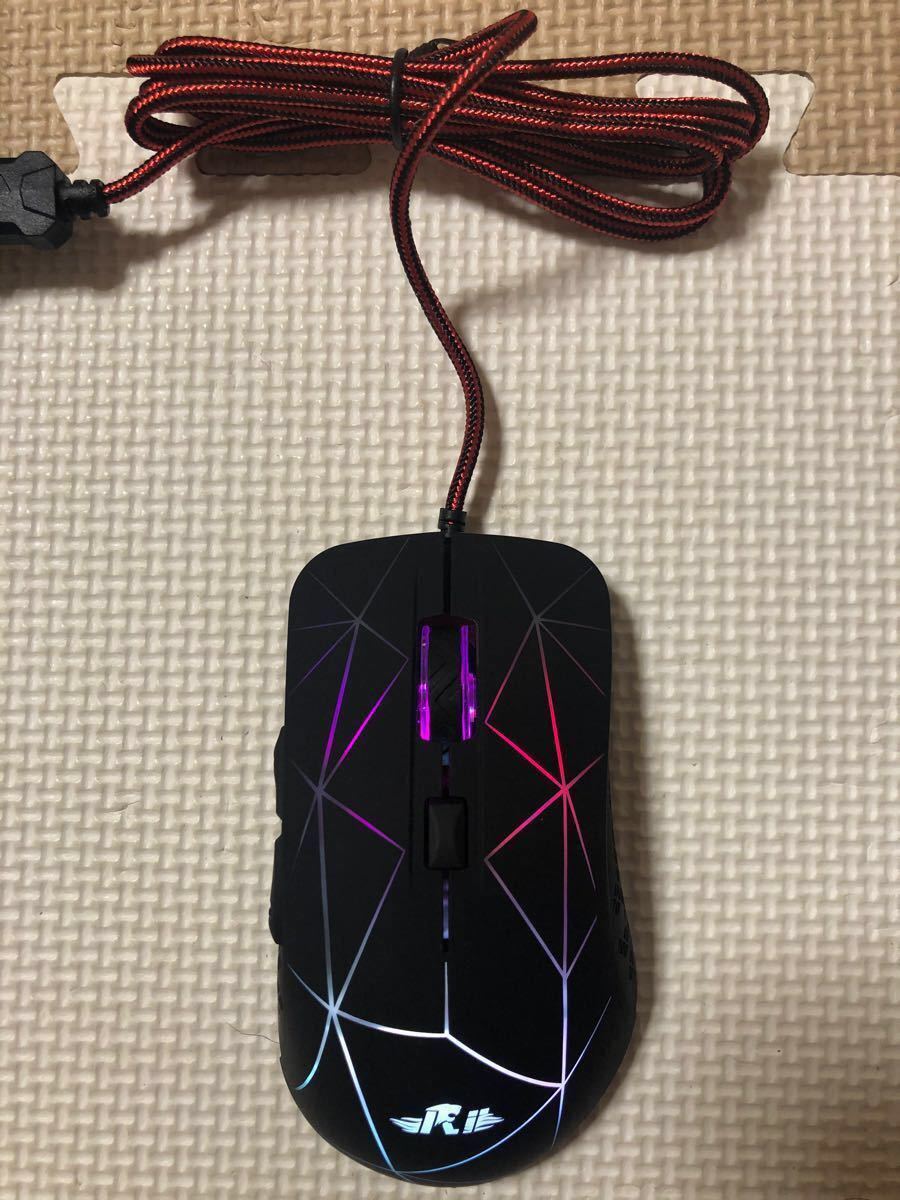 マウス 有線USB 7色RGBバックライト マウス 6ボタン4調節DPIレベル、光学式マウス、左右対称型 LEDマウス、ゲーミング