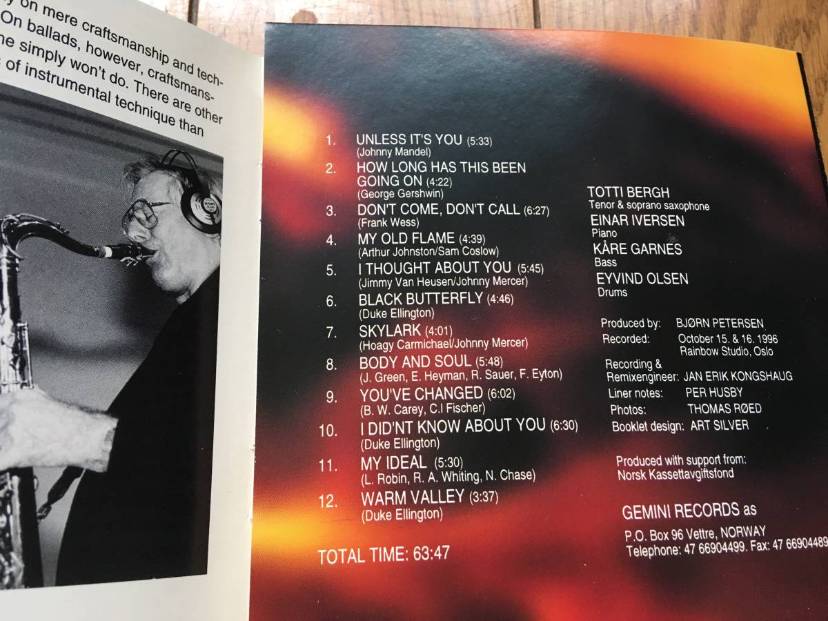 ☆TOTTI BERGH+EINAR IVERSEN TRIO ※北欧 ノルウェーのGEMINI RECORDS