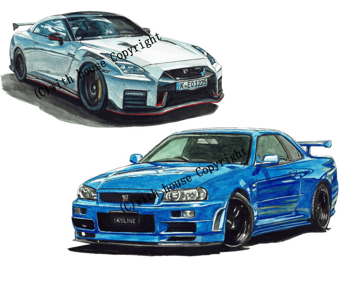 NC-1103スカイラインGT-R/R34・NC-1104トミカRS/MOTUL GT-R限定版画300部直筆サイン有額装済●作家 平右ヱ門 希望ナンバーをお選びください_スカイラインGT-R NISMO 2020/GT-R R34