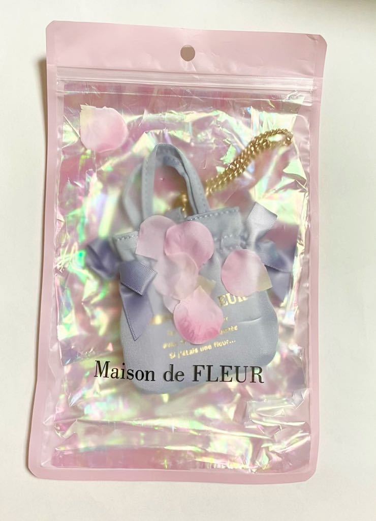 完売 限定品 メゾンドフルール Maison de FLEUR ミニダブルリボントート バッグチャーム/ブルー/アクセサリー ぬいぐるみ ピンク
