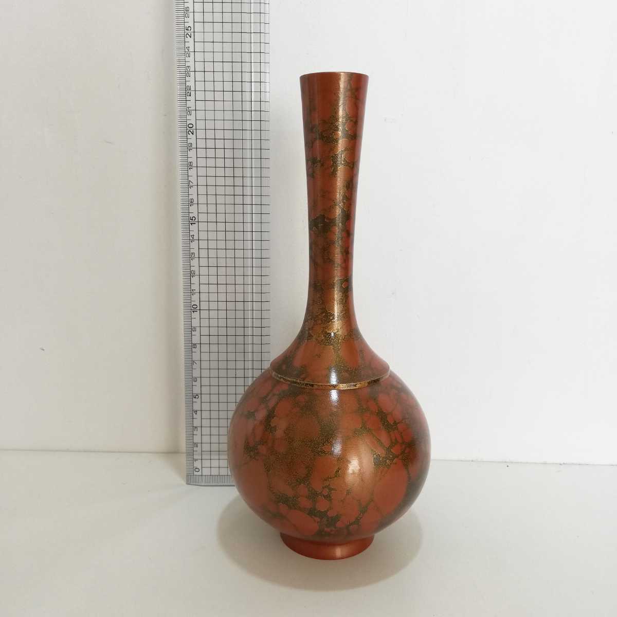 高岡銅器晴山玉宝形赤金高さ22.5cm 未使用[伝統工芸品金属工芸花瓶花器
