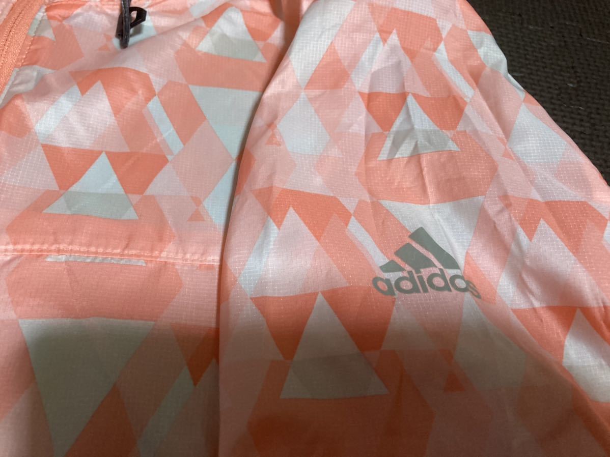 超美品adidasパンツリバーシブル蛍光色オレンジ柄入り、ウインドブレーカー上下セット　サイズL_画像4