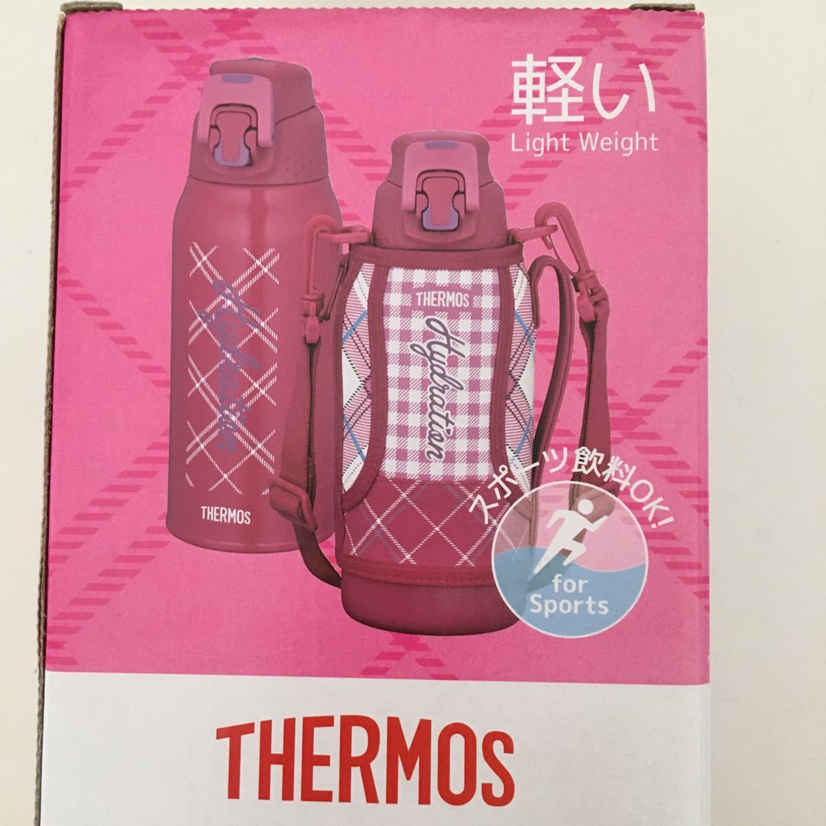 新品未開封　サーモス 真空断熱 スポーツボトル サーモス水筒 THERMOS 800 0.8L ギンガムチェック　ピンク