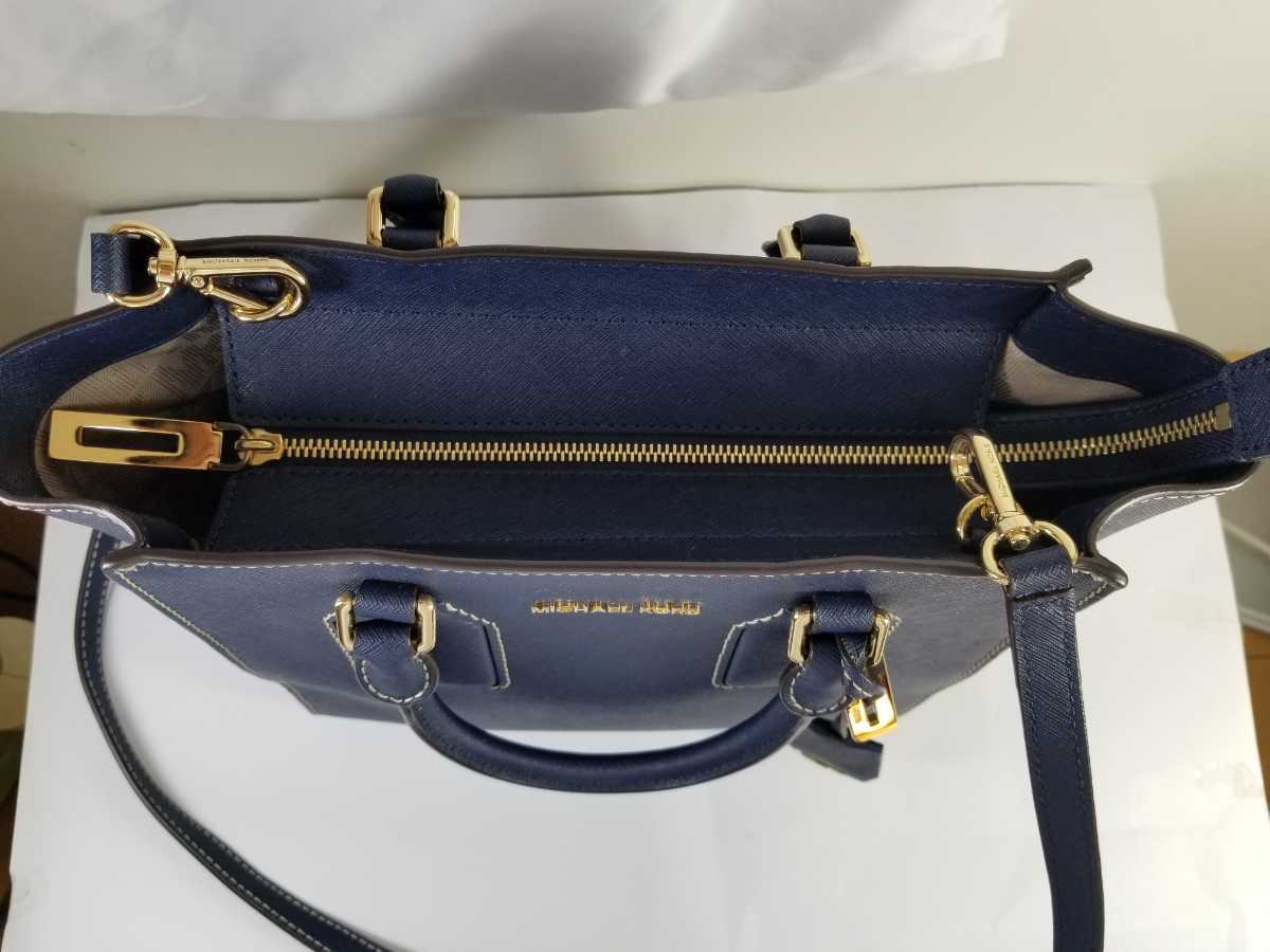 MICHAEL KORS マイケルコース 2way ショルダーバッグ ハンドバッグ サフィアーノ レザー ネイビー 極美品