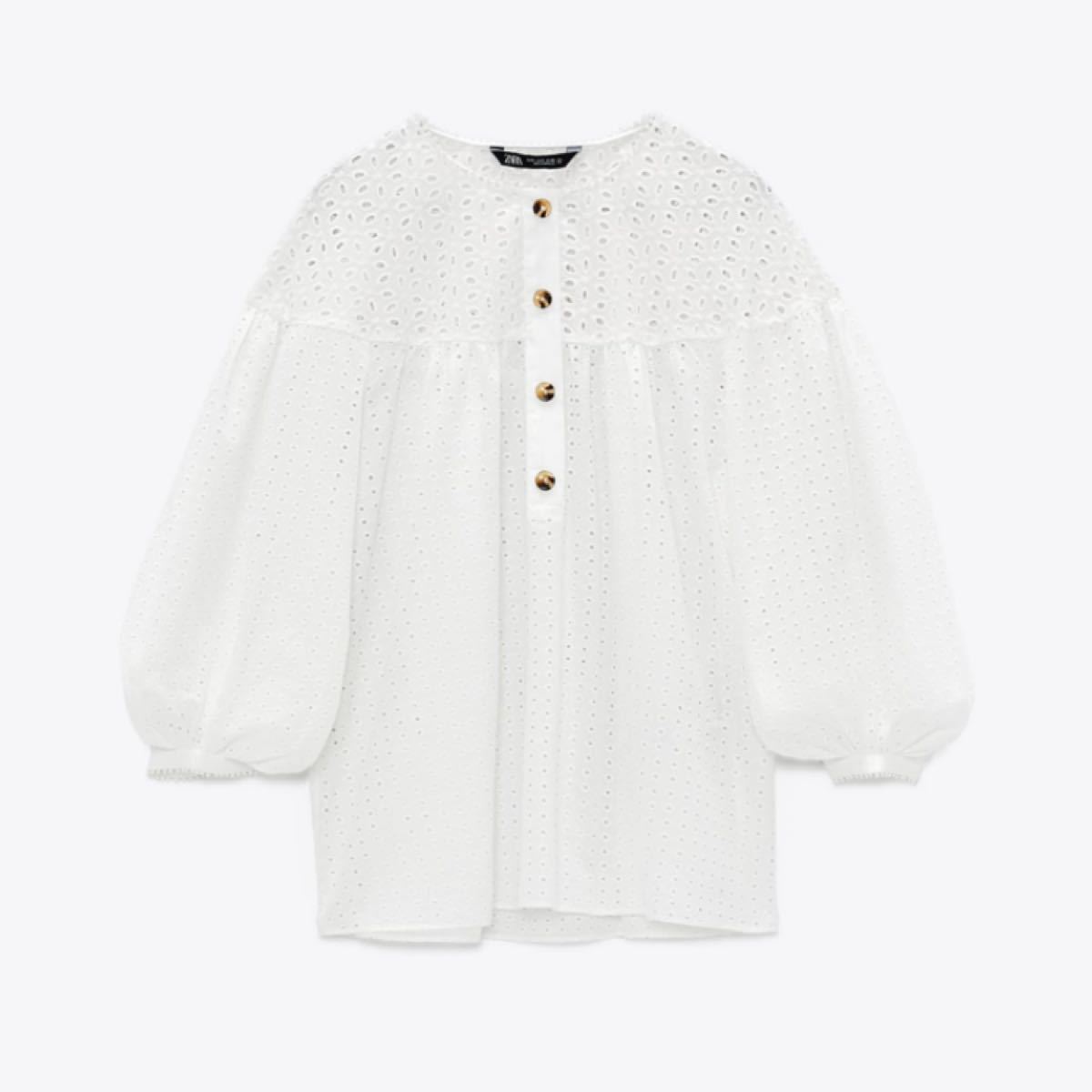 ZARA レースカットワークエンブロイダリー ブラウスS 普段Mサイズを着 ZARA レースカットワークエンブロイダリー ブラウスS 普段Mサイズを着