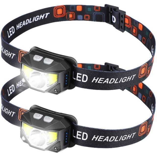 LED ヘッドライト usb充電式 センサー機能付き 2個セット