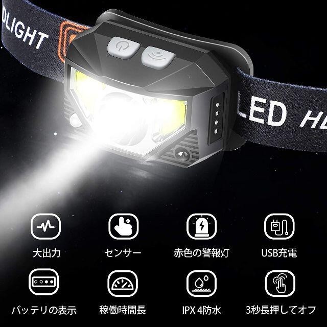 LED ヘッドライト usb充電式 センサー機能付き 2個セット