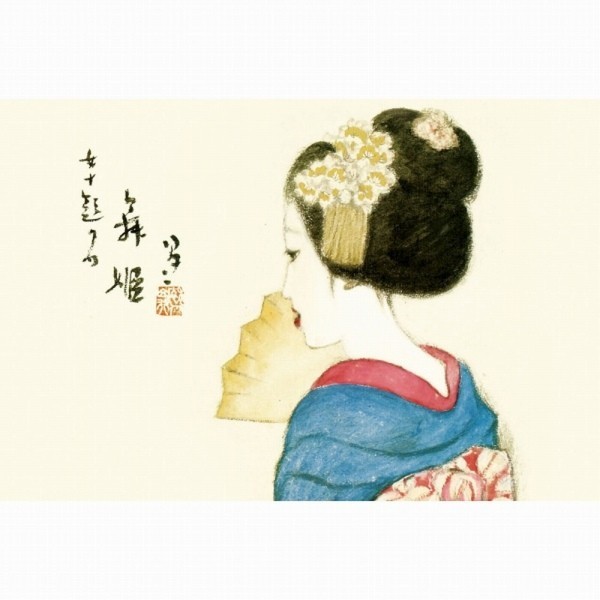◆新品 竹久夢二『舞姫（軸装）』高精彩工芸画 人物画 女性画 美人画【SAK-KM2G8-033】
