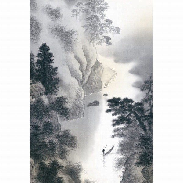 ◆新品 中山雪邨『幽山水明（尺五立）』高精彩工芸画 掛軸 掛け軸 山水 山岳 森林 河川 水墨山水【SAK-KZ2B2-074】