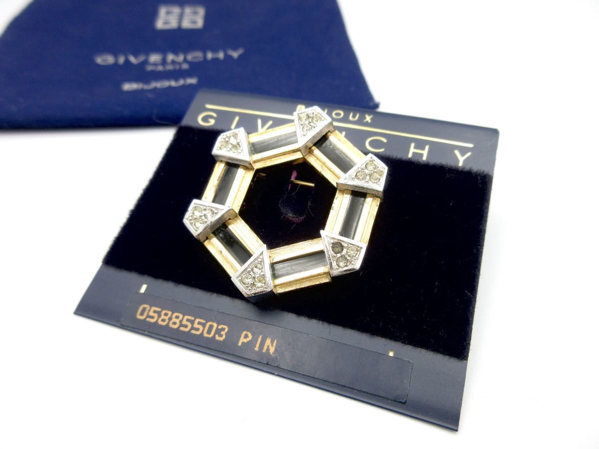 [ rare ] hexagon Givenchy GIVENCHY brooch Stone Givenchy Vintage wedding party rare ir-23-m22-27e