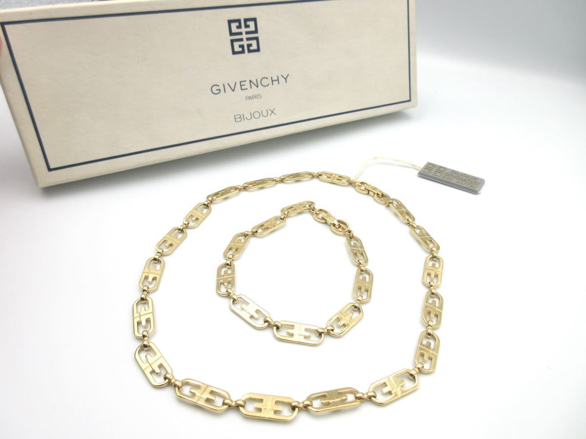 [ как новый ] с коробкой *2 пункт set Givenchy GIVENCHY колье браслет Vintage Givenchy мужской женский ir-23-m22-4.9e