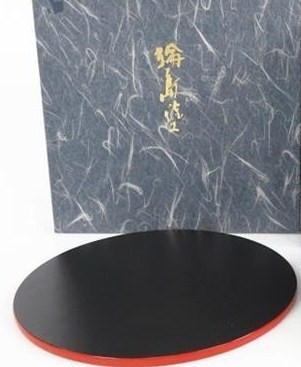 輪島塗(稲忠漆芸堂謹製) 漆器　布着本竪地　菓子皿　直径：30cm　839790AA661-190_画像1