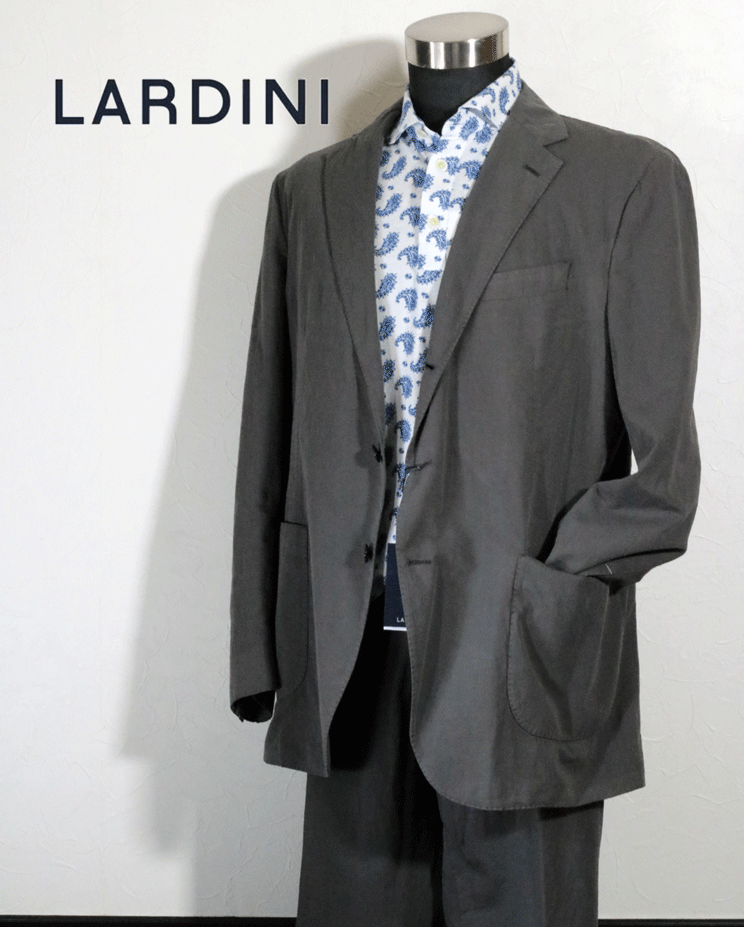 新品★最大値下げ★LARDINI ラルディーニ　シングルスーツ　綿混　スモークブラック　サイズ56　参考価格　163,900円（税込）_画像1