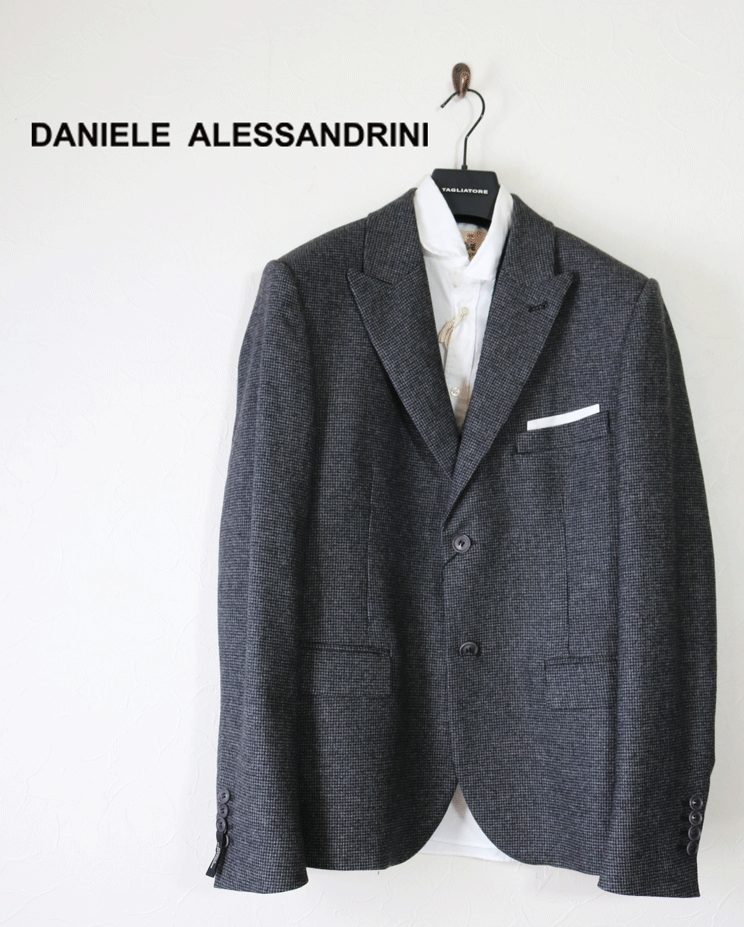 新品★最大値下げ DANIELEALESSANDRINI ダニエレアレッサンドリーニ テーラードジャケット ウール混 グレンチェック グレー サイズ48