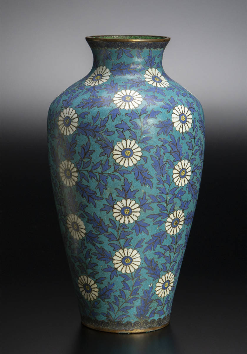明 銅胎掐丝珐琅花卉紋瓶 大明款 中国 古美術