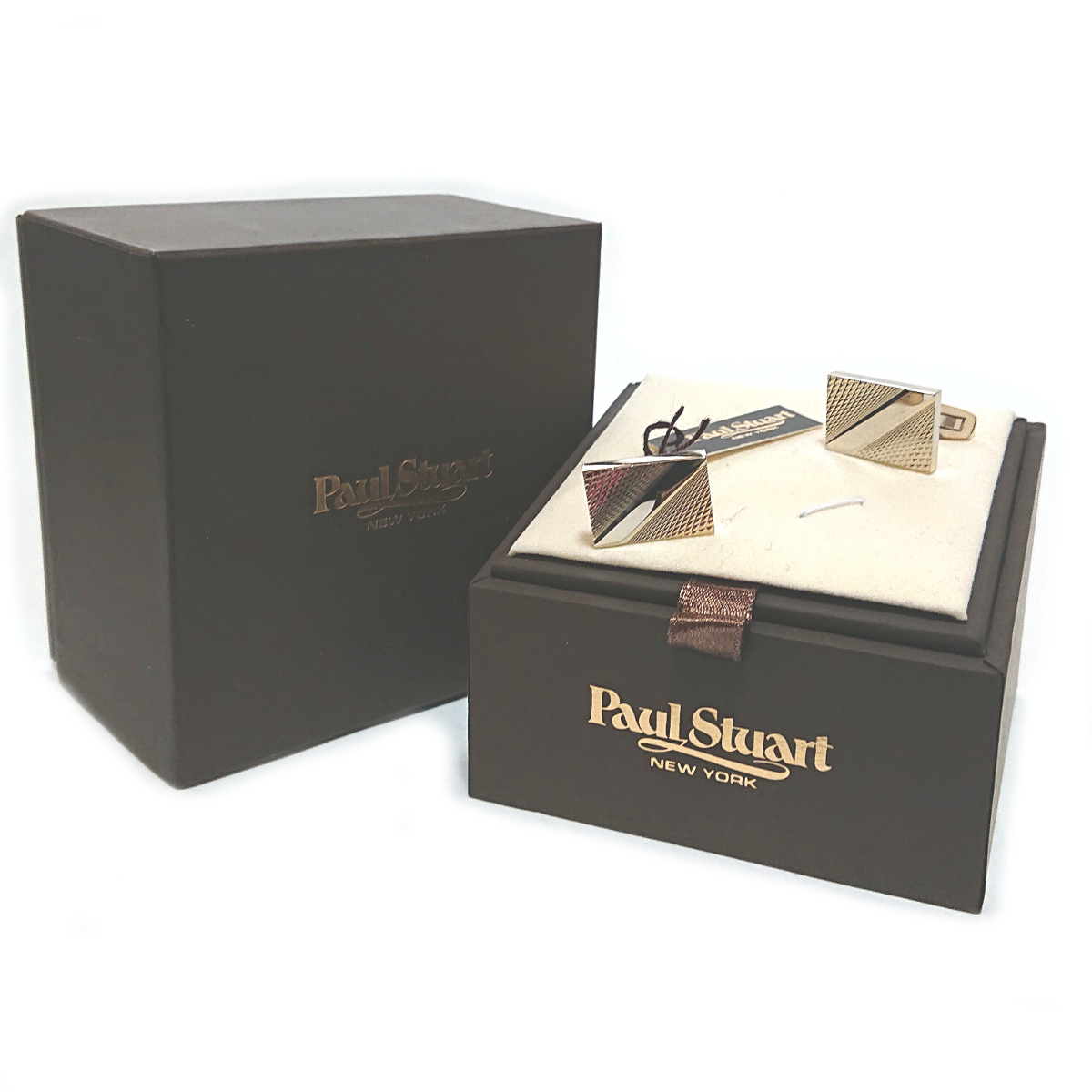 【psc4】新品　Paul Stuart　ポールスチュアート　カフス　カフリンクス　ゴールド　ダイヤモンドカット_画像1