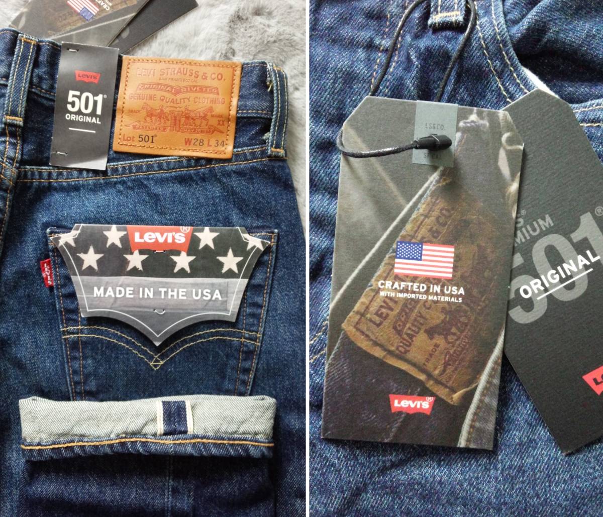 未使用】リーバイス501 MADE IN THE USA W28 L34赤ミミ-