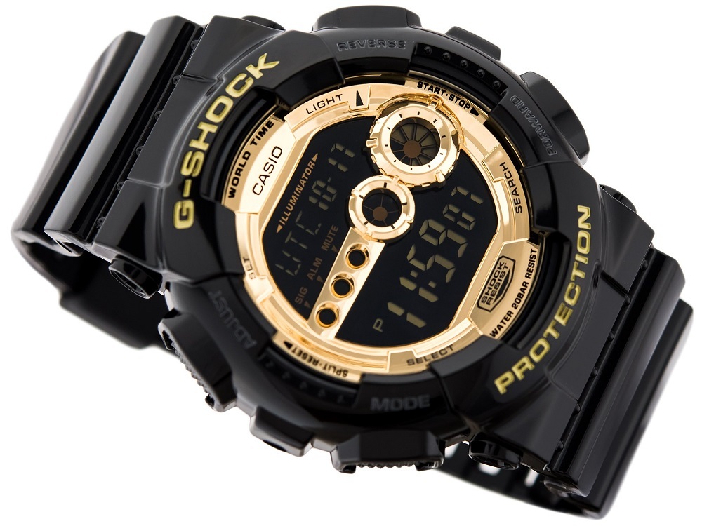 CASIO カシオ G-SHOCK Gショック Black × Gold Series ブラック×ゴールドシリーズ GD-100GB-1 20気圧防水 LEDオートライト機能★新品_画像4