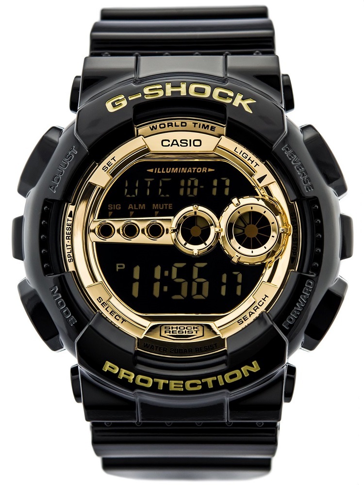 CASIO カシオ G-SHOCK Gショック Black × Gold Series ブラック×ゴールドシリーズ GD-100GB-1 20気圧防水 LEDオートライト機能★新品_画像3