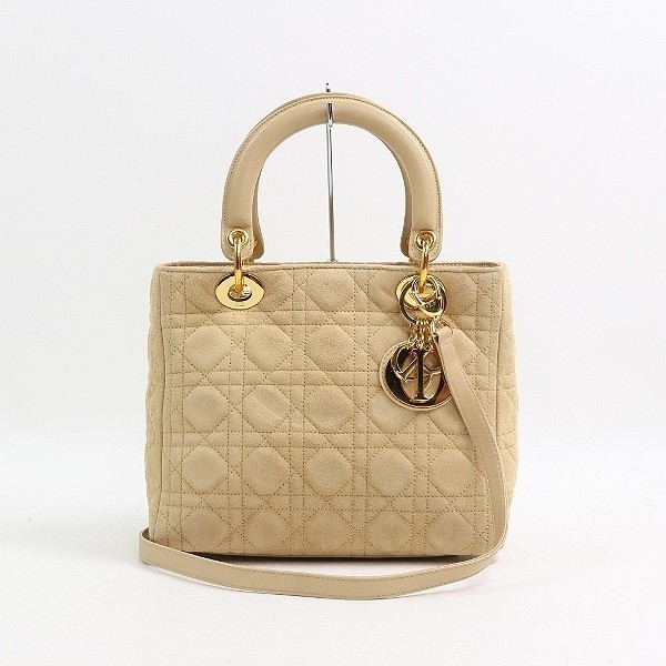 未使用品◆Christian Dior/クリスチャン ディオール レディディオール カナージュ スエード×レザー 2WAY ショルダー ハンド バッグ_画像2