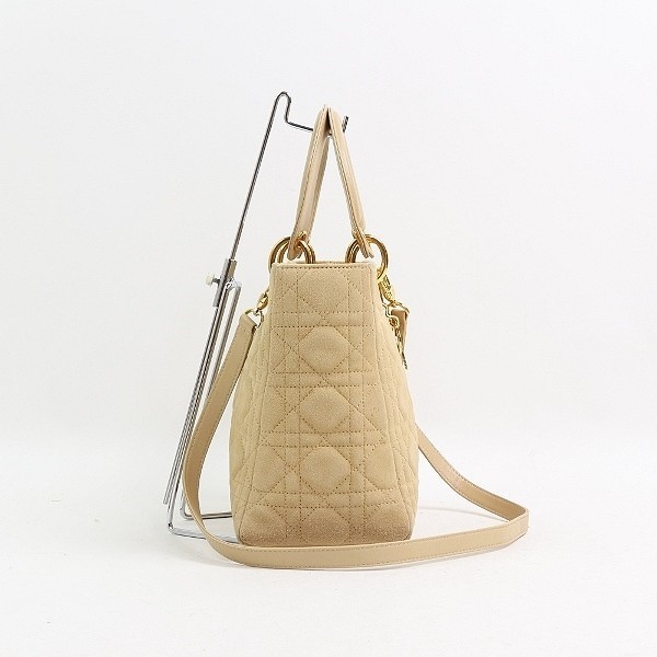 未使用品◆Christian Dior/クリスチャン ディオール レディディオール カナージュ スエード×レザー 2WAY ショルダー ハンド バッグ_画像4