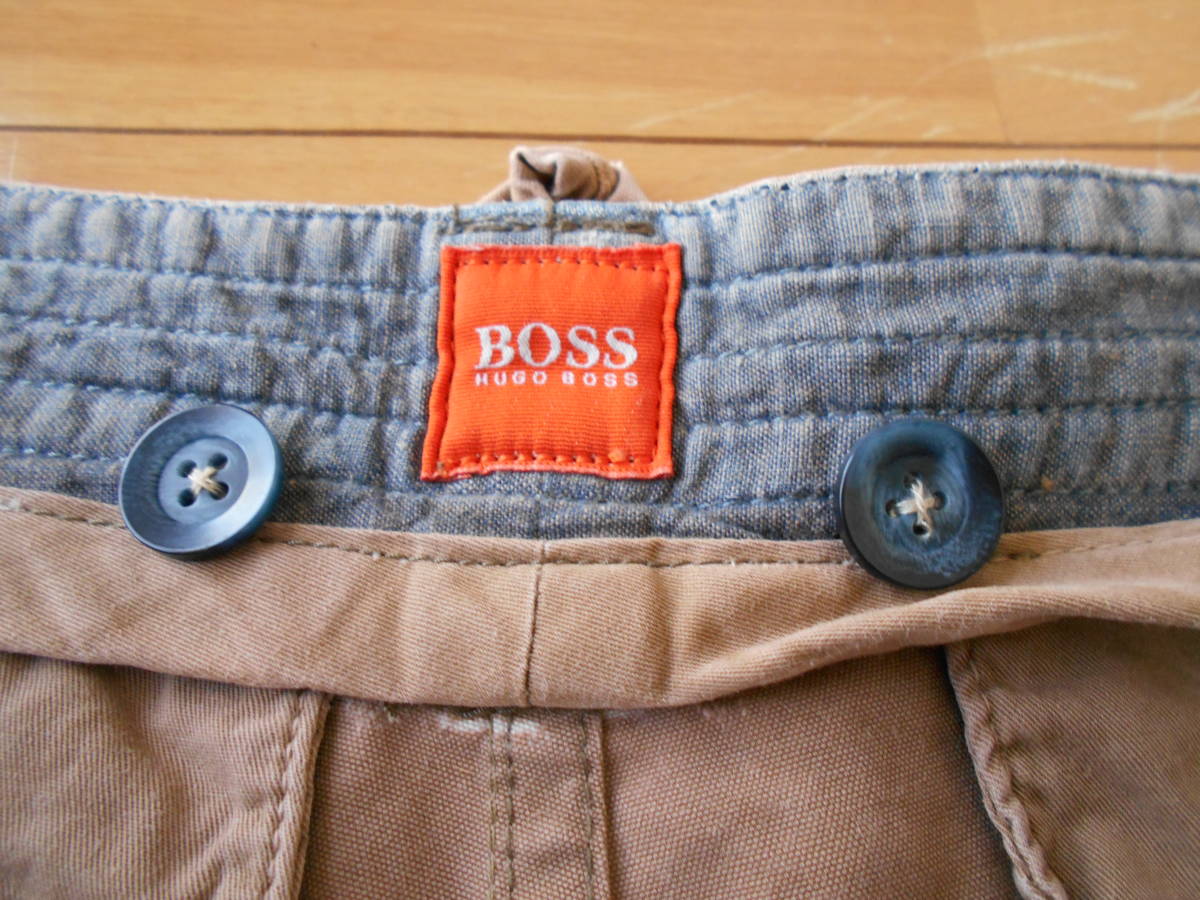 ★HUGO BOSS 綿100％USED加工 カーゴワークパンツ★淡茶sizeL★_画像6