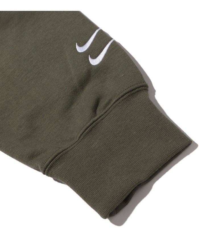 最後 M ナイキ SWOOSH プルオーバー フーディ 検 刺繍ロゴ 定価9900円 スウッシュ フリース スウェット パーカー カーキ/オリーブ/茶緑_画像8