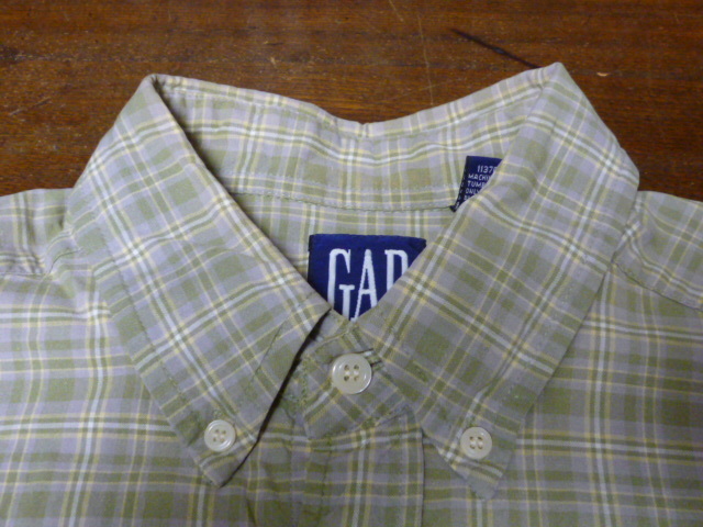 USA古着　90s GAP シャツ ボタンダウン チェック L 緑 白 黒 黄 長袖 ギャップ_画像4